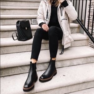 SAM EDELMAN Laguna Waterproof Lug Sole Chelsea Boot Black Leather Size 7